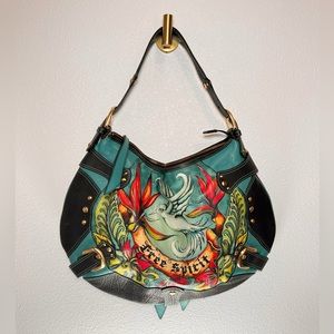 Isabella Fiore Free Spirit Hand Painted Large Hobo Bag